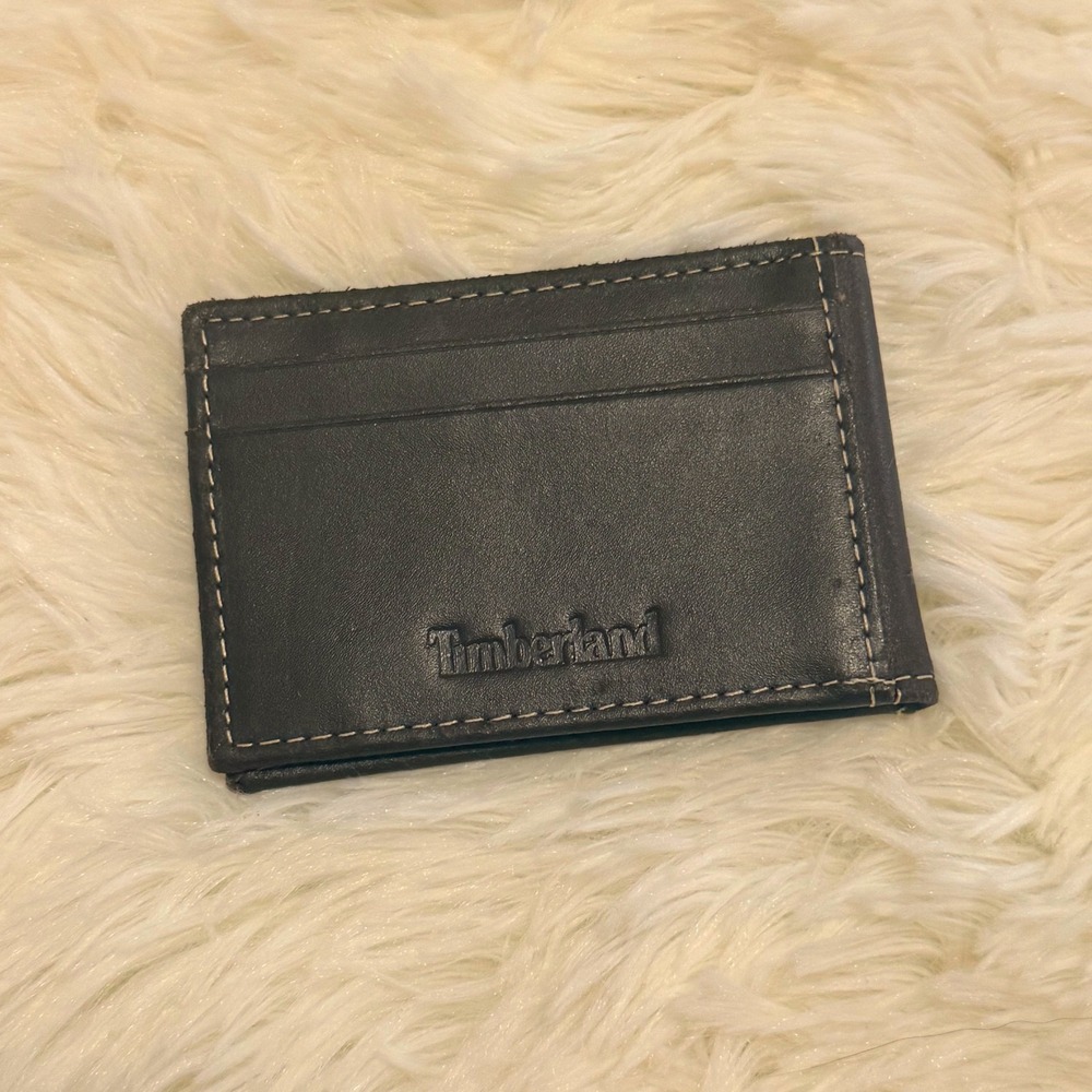 Mens Timberland Dark Brown Leather Bifold Wallet Money Clip One Size Vibe